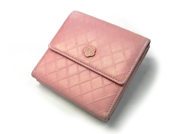 1円～】シャネル CHANEL カメリア Wホック 財布 ピンク 銀座限定 
