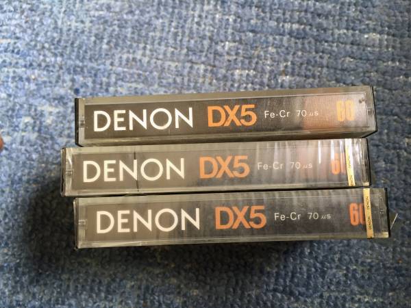 新品□DENON カセットテープ DX5/60 3本セット 2本新品 1本開封 当時物 Fe-Cr 70μs