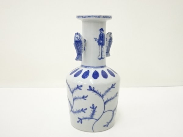 13004# 【送料無料】九谷美陶園造 染付高砂花瓶(花器、壷)｜売買された