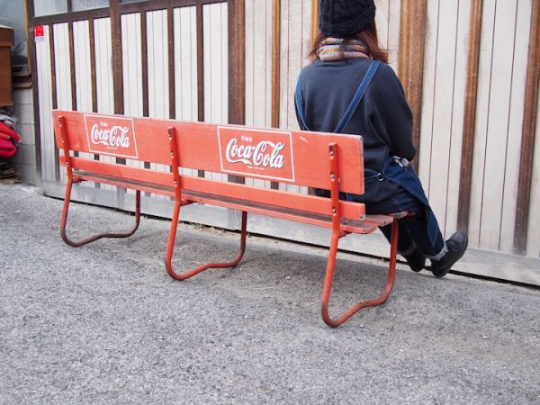 FT181B 木製ベンチ コカコーラ Coca-Cola ベンチ □アンティーク/店舗