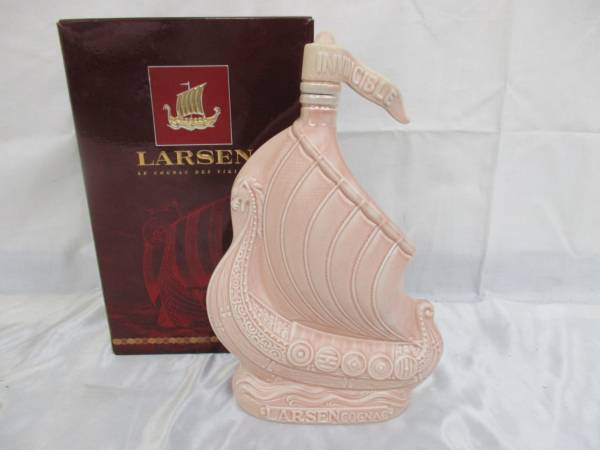 27gf34 ラーセン LARSEN シップボトル ピンク 陶器 ブランデー 箱付