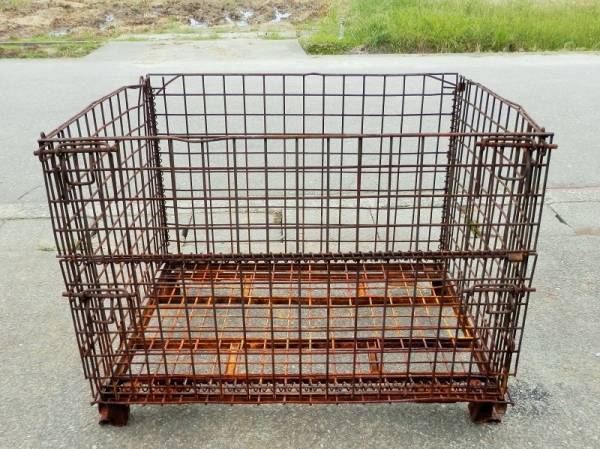 中古メッシュパレット 鉄 網 カゴ 1200x1000x900J-2台 メッシュ 