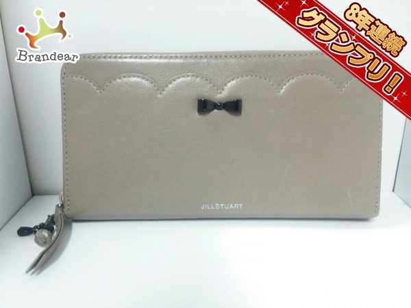 ジルスチュアート 長財布 美品 グレー ラウンドファスナー