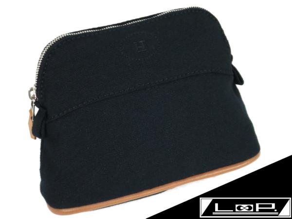 新同 エルメス ボリード ポーチ TPM ブラック クロ 黒 キャンバス カーフ 【A16117】