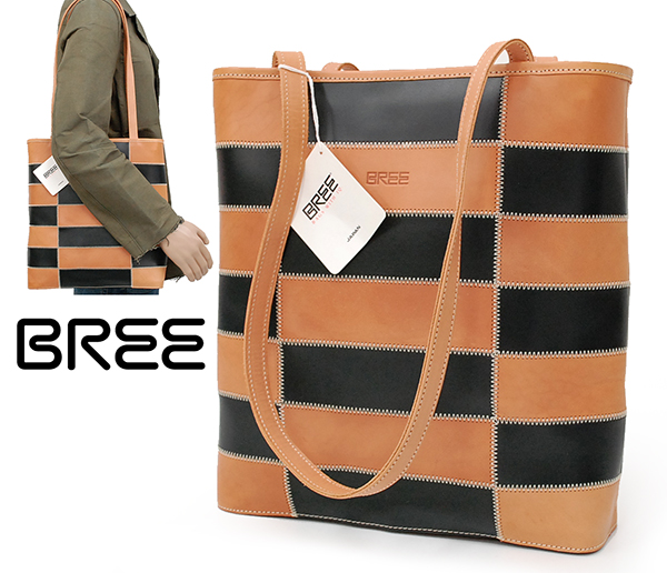 未使用！ブリー BREE 牛ヌメ革 「コンビ」 レザーショルダートート 