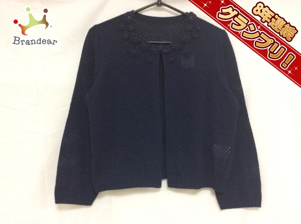 レリアン カーディガン 11 レディース 美品 ネイビー Leilian