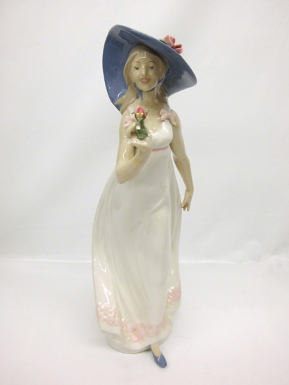 □REX VALENCIA スペイン陶磁器人形 薔薇の女性フィギュリン 36.5cm