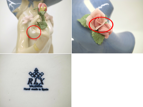 □REX VALENCIA スペイン陶磁器人形 薔薇の女性フィギュリン 36.5cm