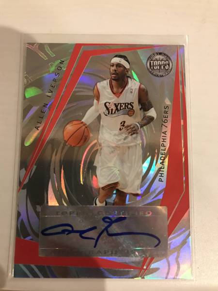 Allen Iverson Topps Card Chrome 1996-97 RC Row BAS Auto 76ers