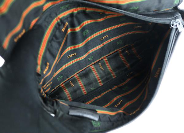 ★ヴィンテージ★ LOEWE/ロエベ アナグラム刻印レザークラッチバッグ セカンド ブラック パーティ アクセサリー