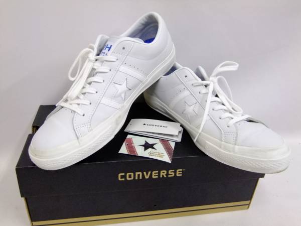 92B642D■Converse×Ron Herman RHC STAR&BARS コンバース ロンハーマン スター&バース スニーカー 29cm 1CK317 白 レザー 極美品 箱付き