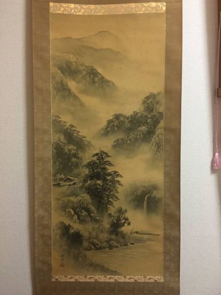 道具 | ] - 送料無料 倣古山水掛け軸 絹本肉筆 全体188×68.5cm 中国美術