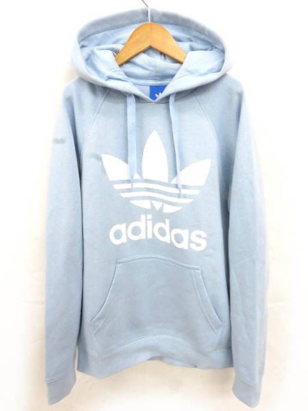 未使用品 アディダスオリジナルス adidas originals 17SS 新作 スウェット パーカー プルオーバー トレフォイル ロゴ イージーブルー 青 L