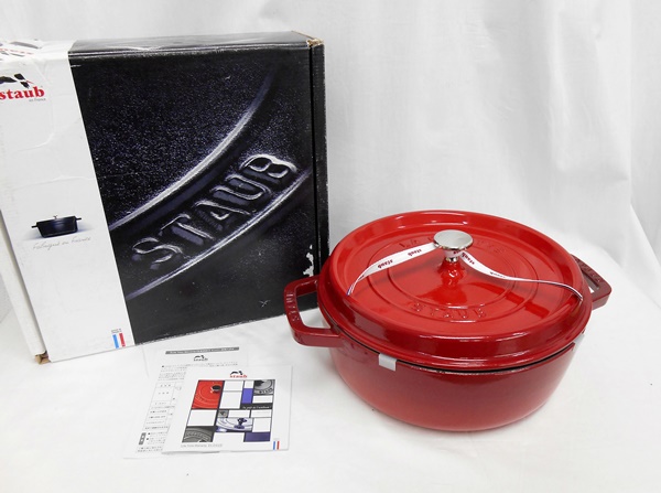 キッチン・食器 Staub ストウブ シャロー ココット 26cm チェリー