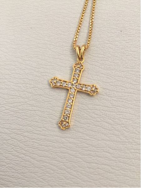 本物 k18 0.62ct ダイヤモンド クロス トップ ネックレス EXILE クロム 