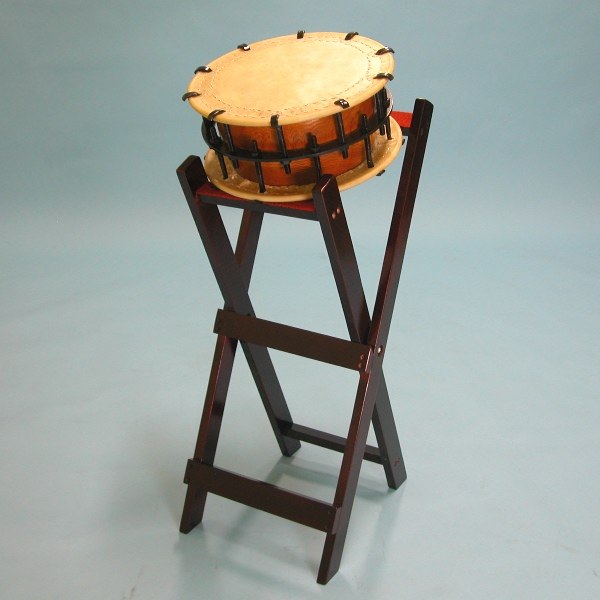 締太鼓 直径約35cm 和楽器 和太鼓 台 バチ 付き 現状品 管理8S0203B-J1