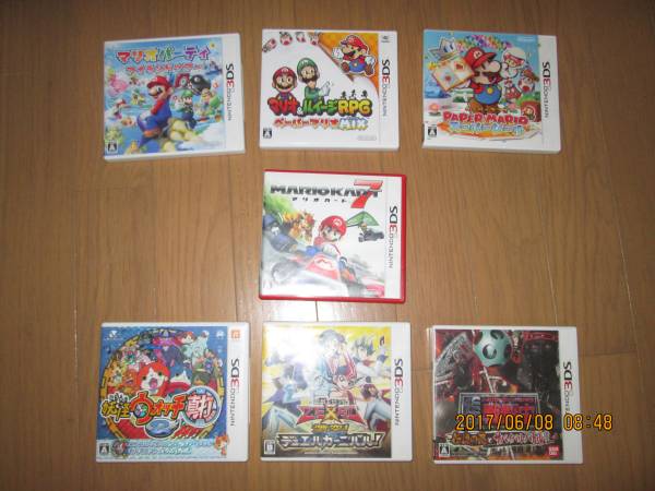 中古3DSソフト　マリオカート　妖怪ウォッチ真打　戦闘中などまとめて７枚！！