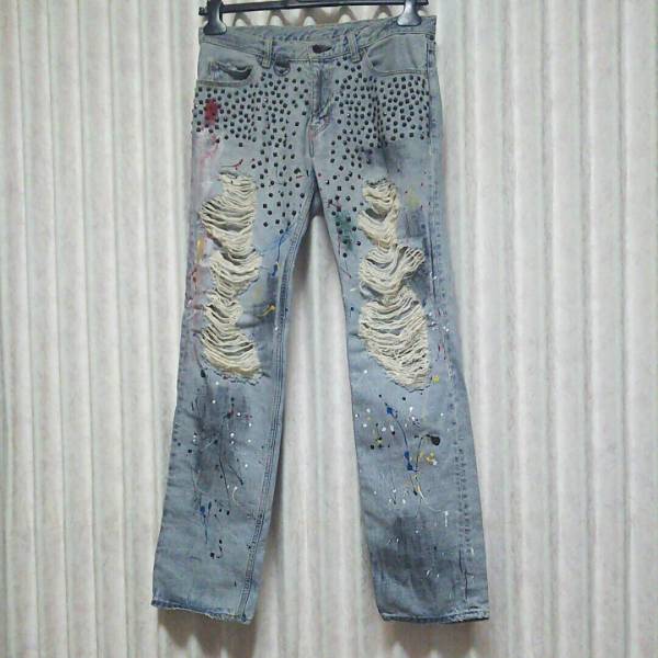 美品】Number（N）ine ナンバーナイン スタッズペンキ ダメージ加工 