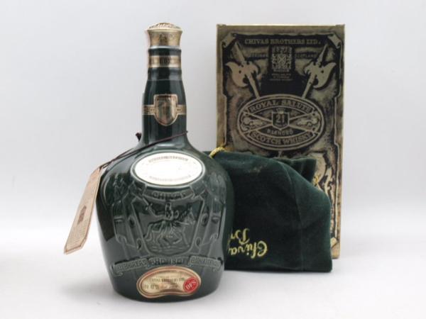 ★★ROYAL SALUTE ロイヤルサルート 21年 1000ml 緑 陶器ボトル 箱/巾着袋付★AY43251