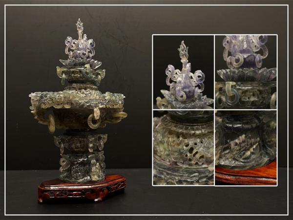 中国古玩 中国美術 中国唐物 時代 骨董 玉石細密彫刻 龍透彫十