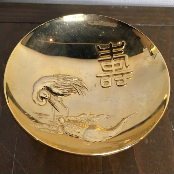 24KGP 金杯 盡 さかづき 寿 鶴亀 縁起物(金製)｜売買された