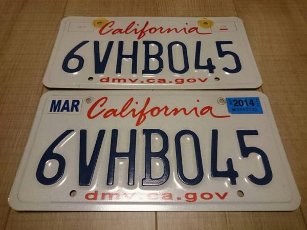 カリフォルニアナンバープレート 2014 6VHB045 USDM stance truckin lowrider 北米 アメリカ illest ライセンス フレーム