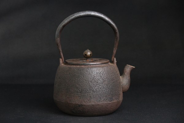 TB526提手銀象嵌 柚子肌 斑紫銅蓋鉄瓶 重さ1370g◇煎茶