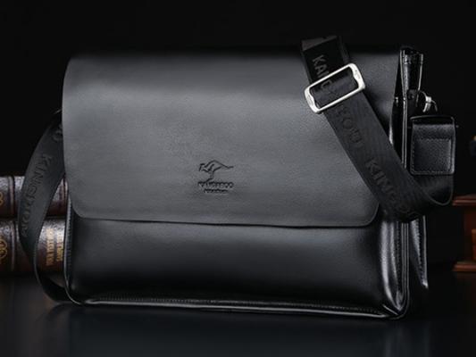 1円～ メンズスタイリッシュショルダーバッグ　牛床革 M/L 黒