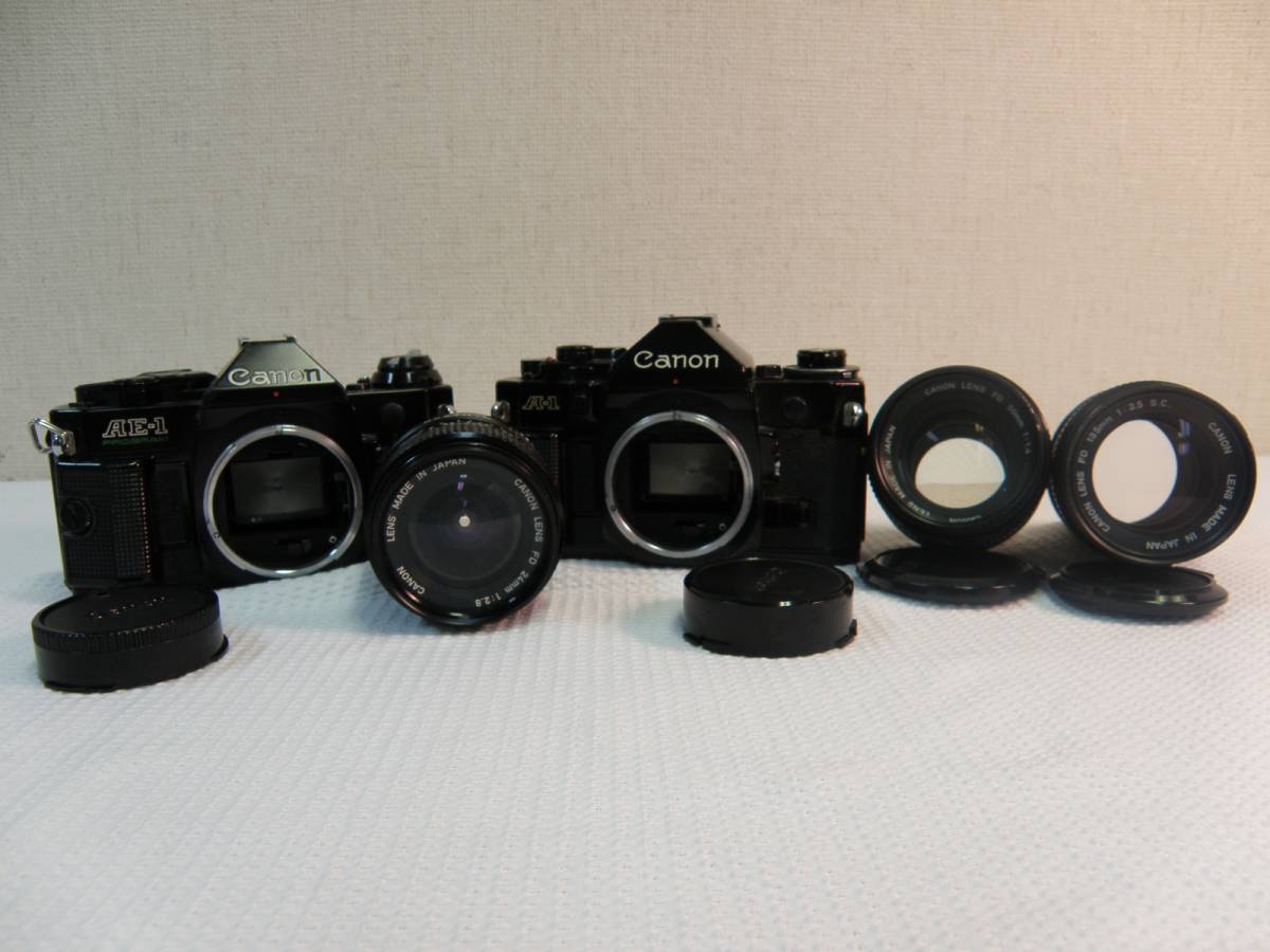 キャノンA-1 とAE-1 ブラック と3本のレンズ A-1 - キヤノンカメラ