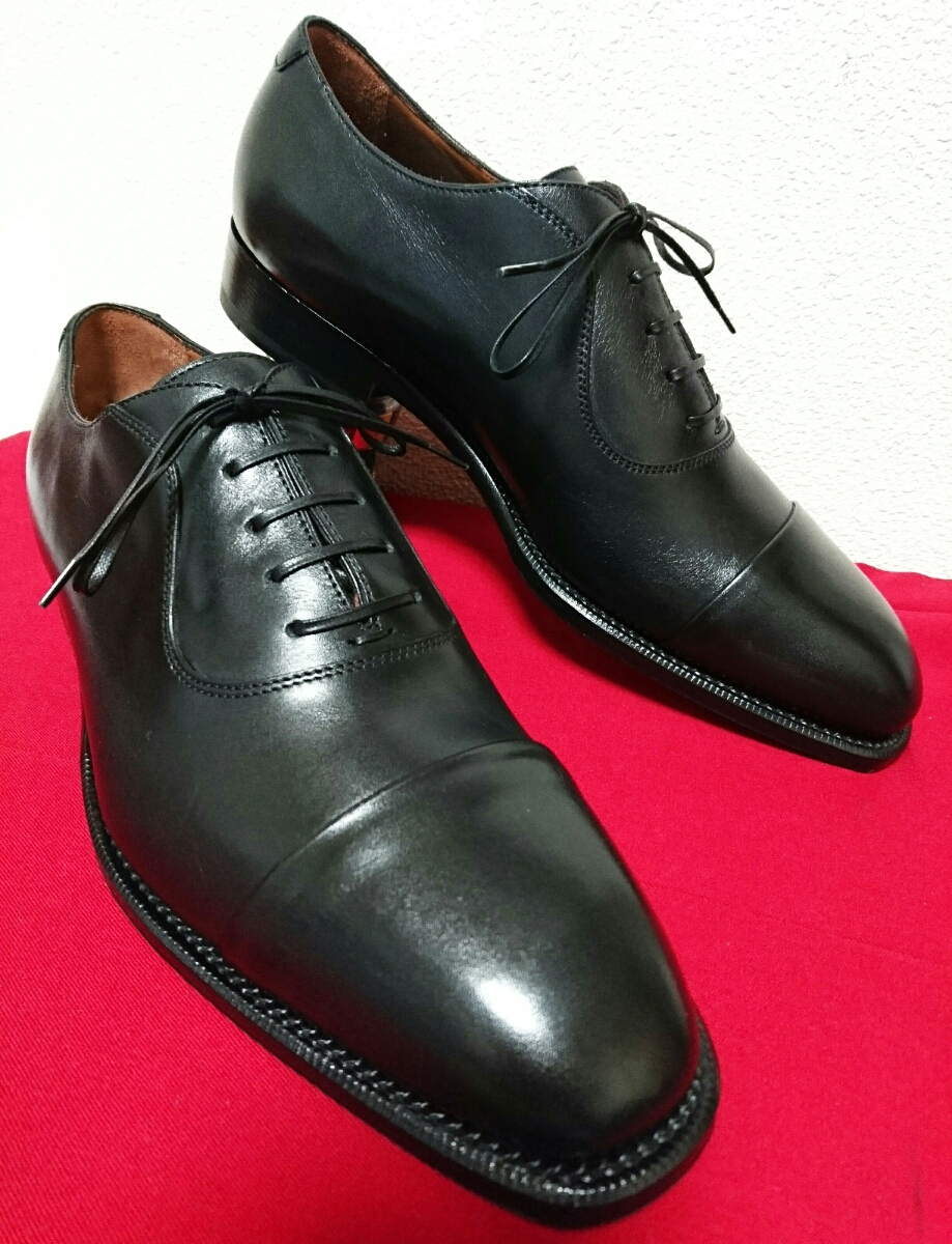 未使用】ITALY製 Bollini/ボリーニ ストレートチップ UK81/2 27.5cm 黒 