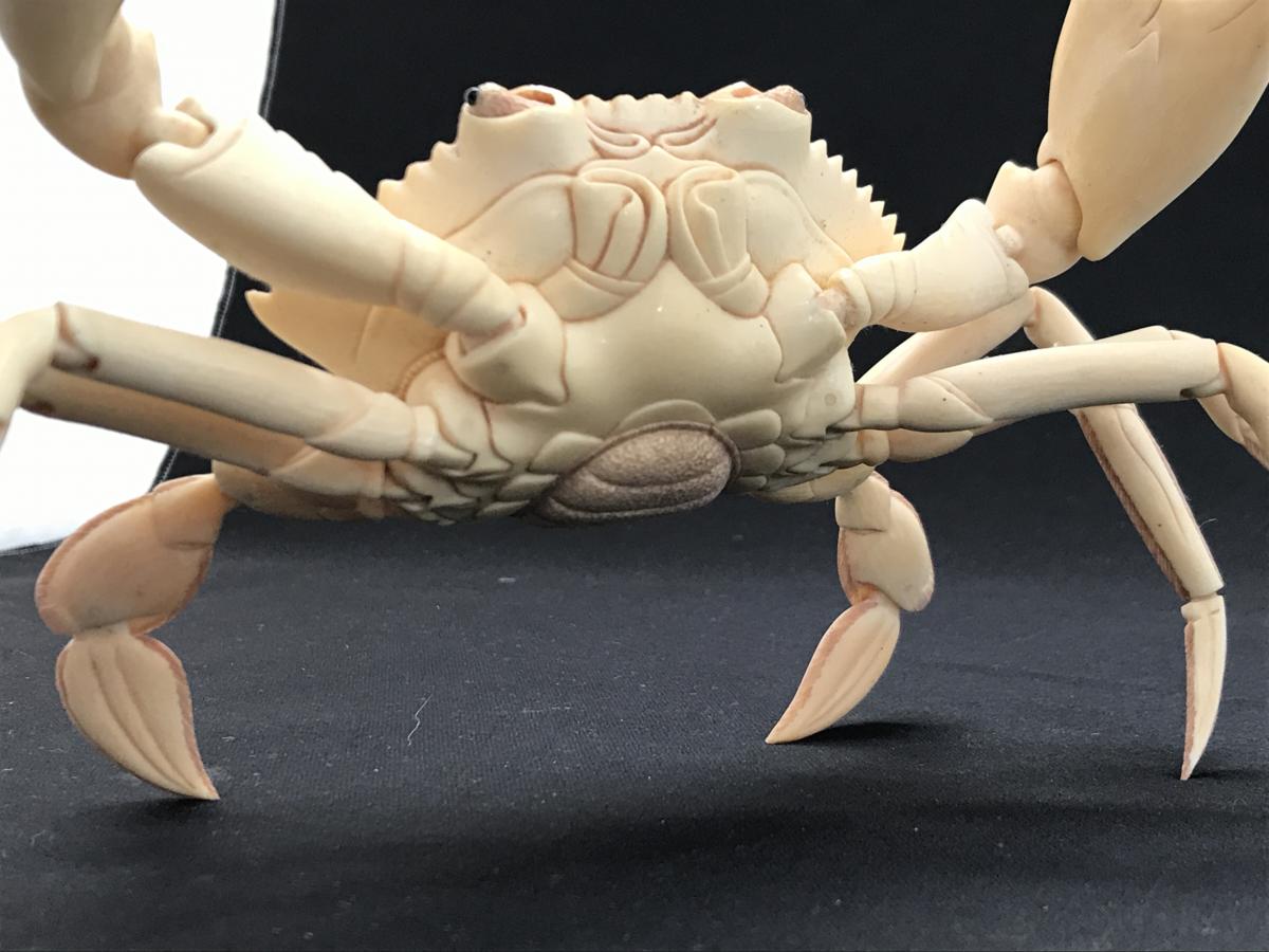□超希少【本象牙 本物 蟹 かに 彫刻 自在置物 関節稼働 匠の技 古美術