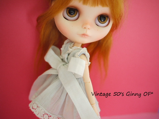 60年前ヴィンテージジニーサイズ　大きなリボンのガーゼドレス