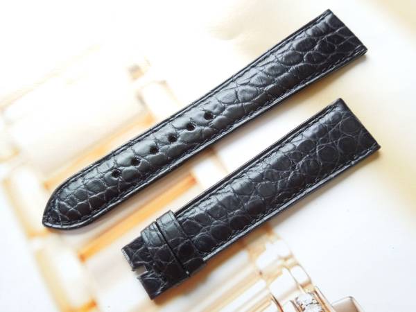 [未使用] カミーユフォルネ （ジラールペルゴ） クロコ　ストラップ / ベルト 20mm / 16mm ブラック