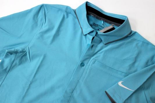 ★送料無料(税抜12000円以上) NIKE GOLFナイキ ゴルフ 新品 メンズ ドライクール フライフルボタンシャツ 水色[725510-418-XL]三