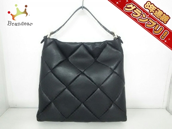 タマミワタナベ tamami watanabe バッグ トートバッグ レザー 黒×ブラウン キルティング