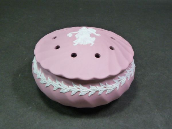 ウェッジウッド　ジャスパー　ピンク　ポプリポット【E04】