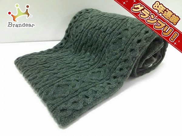 ミハラヤスヒロ マフラー F 美品 カーキ ウール×ポリエステル