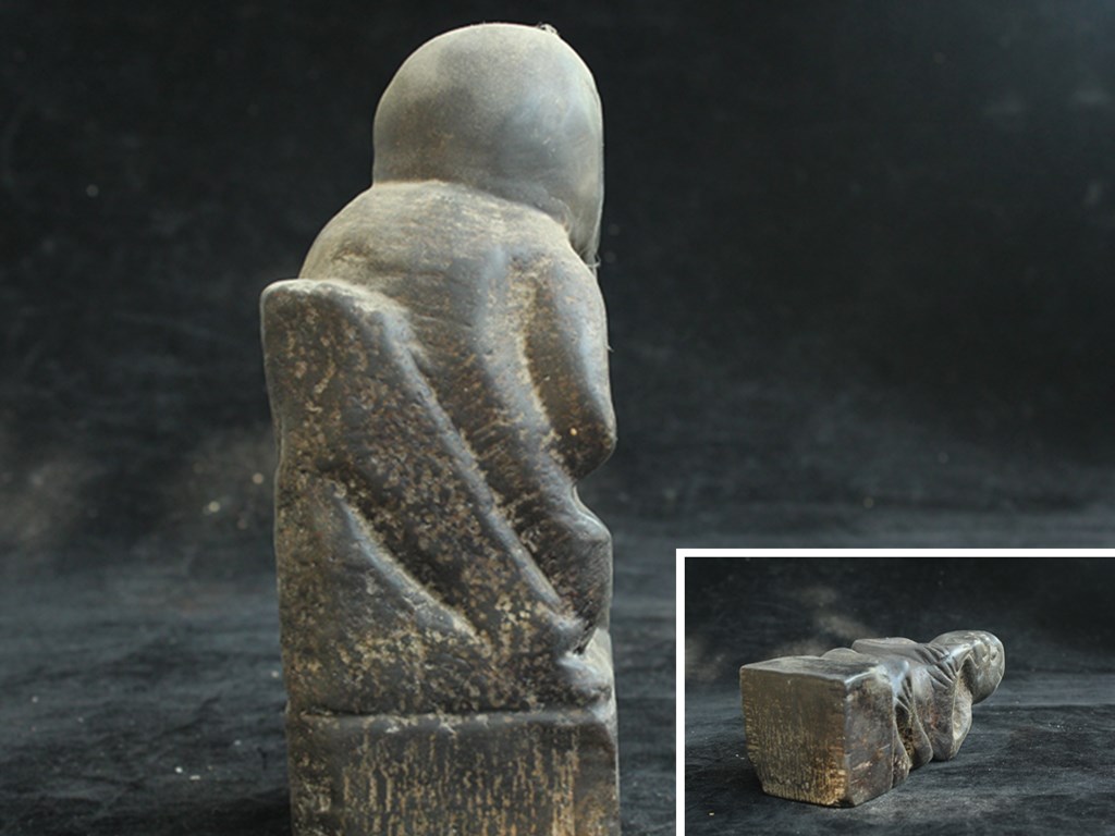 希少珍蔵 全手工精彫 石猿 靑石擺件 石彫石器91821