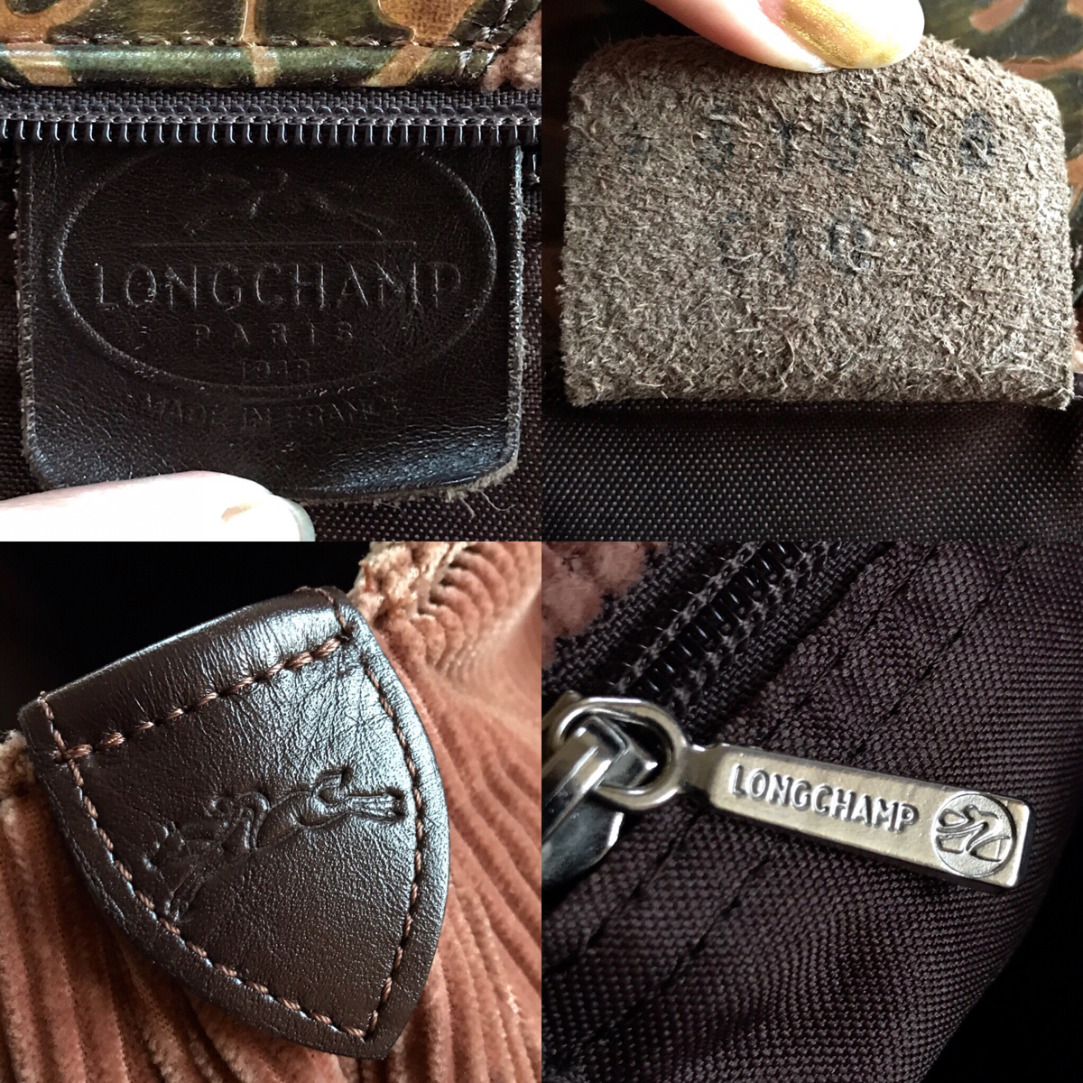 希少/良品】LONGCHAMP (ロンシャン)◇素敵*コーデュロイ×レザー 