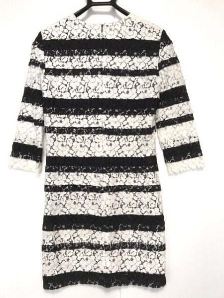 エムエスジィエム MSGM ワンピース サイズ38 M 白×黒 レディース レース/花柄