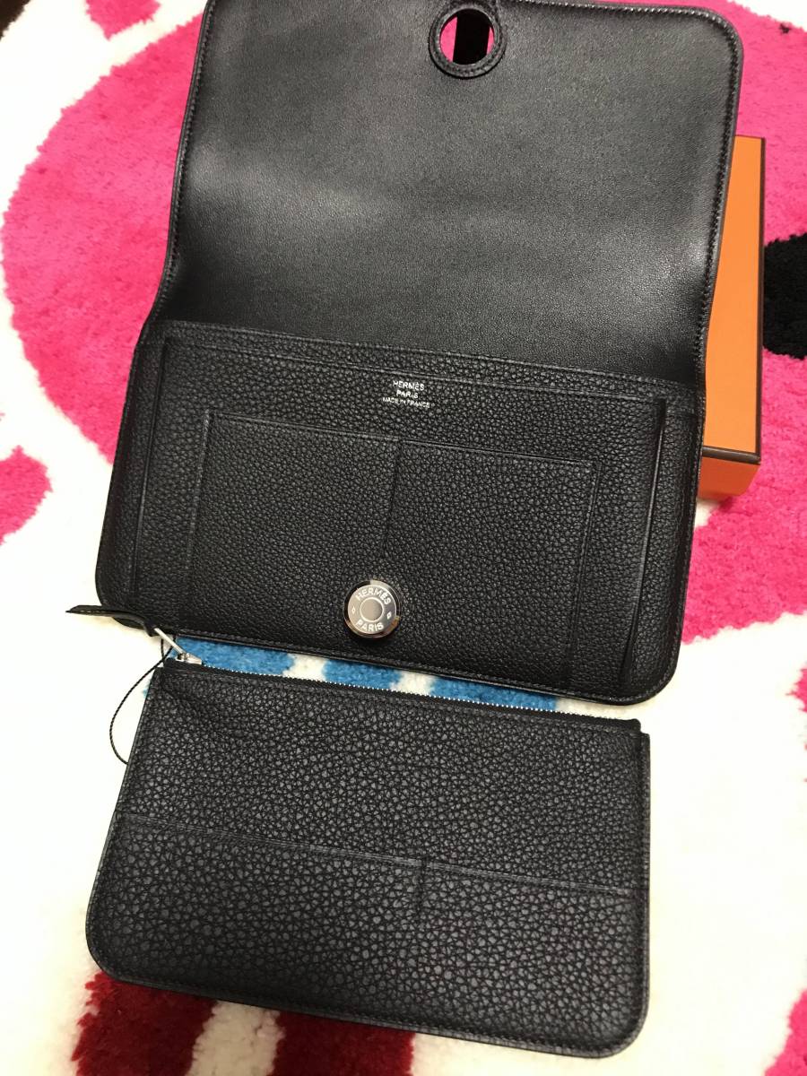 新品】 HERMES ドゴンGM 長財布 シルバー金具 トゴ ブラック NOIR T