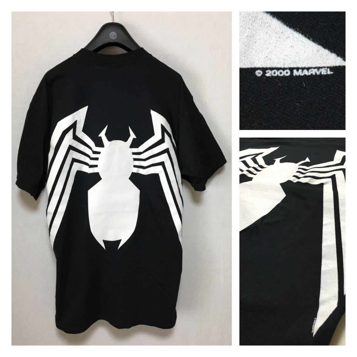 00s マーベル 公式 Venom ヴェノム Tシャツ L 美黒 Spiderman 