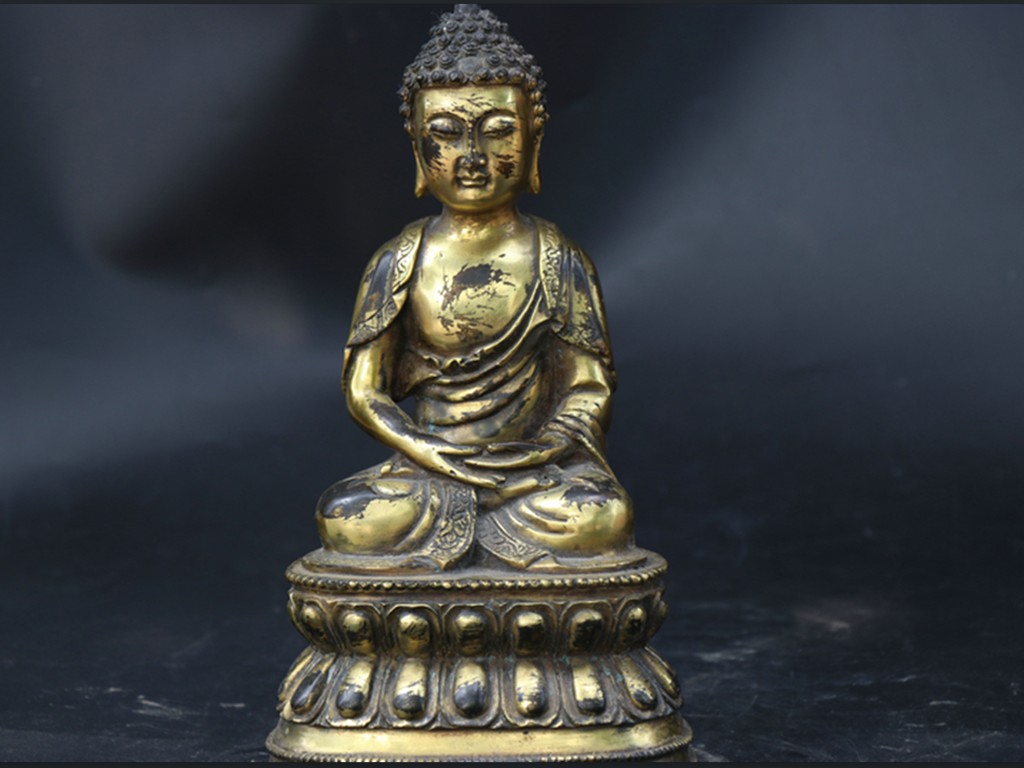 貴重 稀少唐物 銅製金鍍 大日如来像 密宗密教 時代物