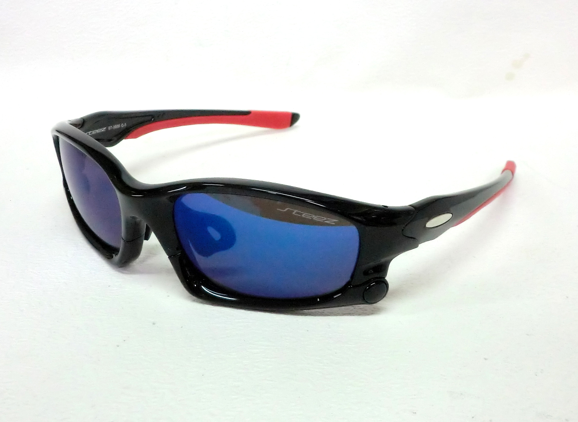 新品★度付きインナーレンズ式サングラス★Steezブラック＆ブルーミラー★取り替えレンズ付き★定形外送料無料