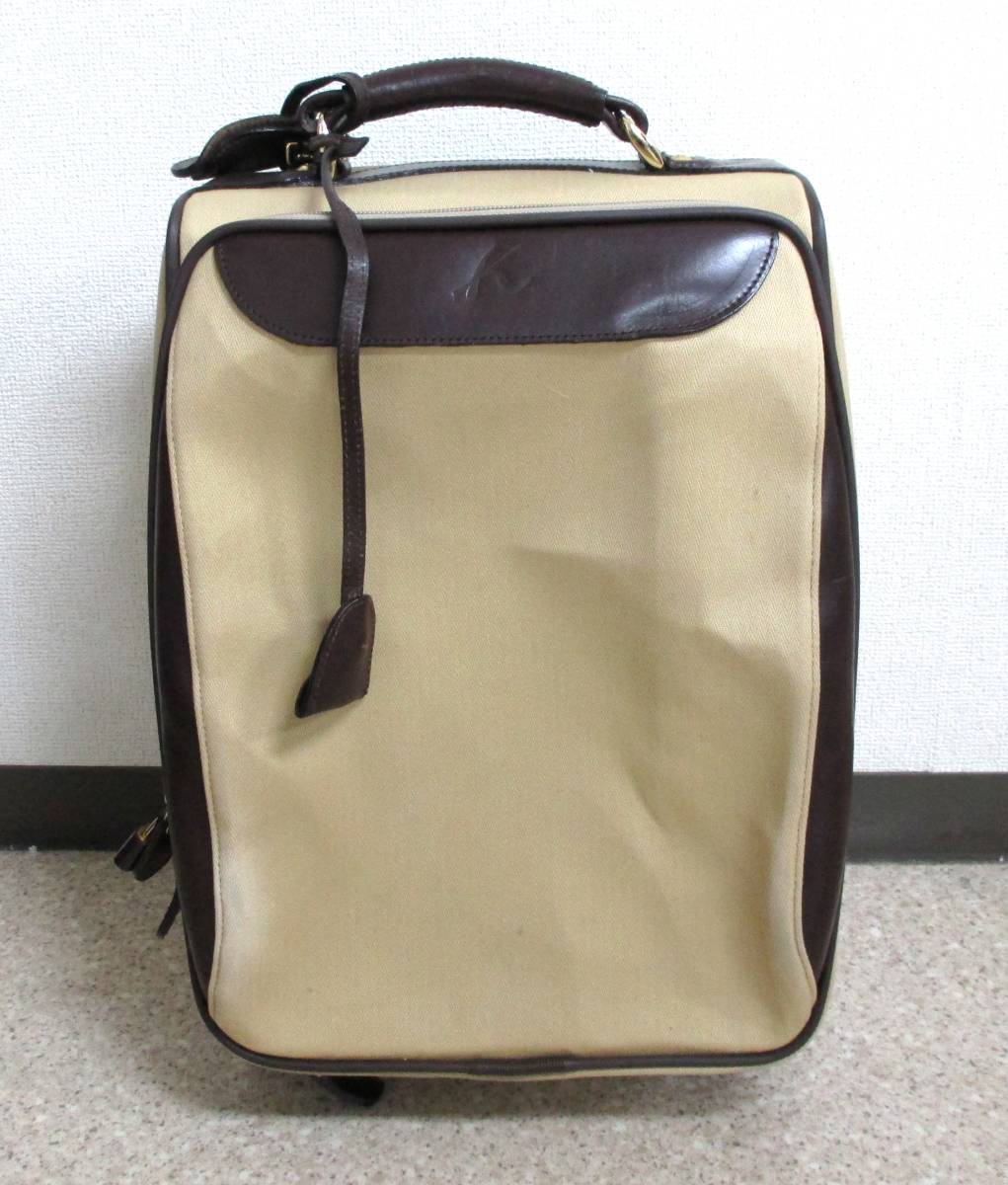 KITAMURA/キタムラ レザー切替 2輪キャスター付 キャリーバッグ/キャリーケース 鍵付き