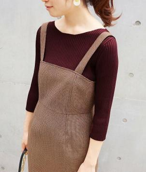 今季17AW!! ボードネック リブニット プルオーバー ブラウンボルドー M IENA秋冬新作完売