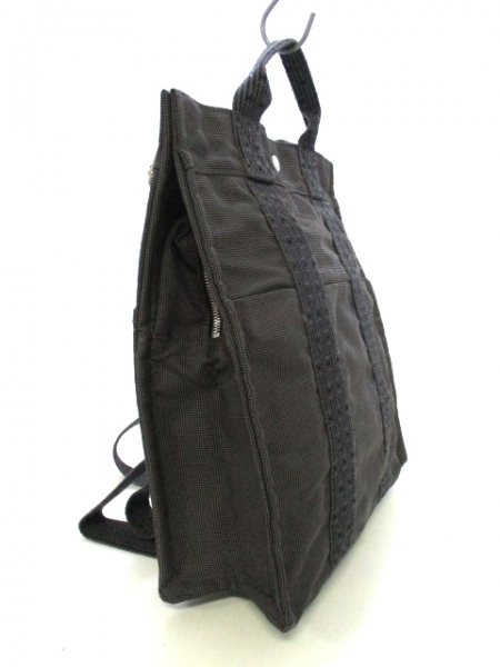 エルメス HERMES バッグ リュックサック ポリアミド×ポリエステル ダークグレー 旧型金具 エールラインアドMM 美品