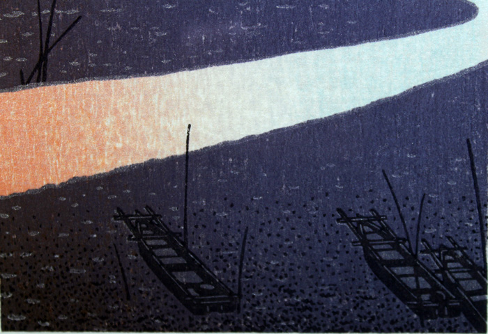 ◇牧野宗則◇やすらぎ1985◇創作木版画◇海◇夕焼け◇(木版画)｜売買