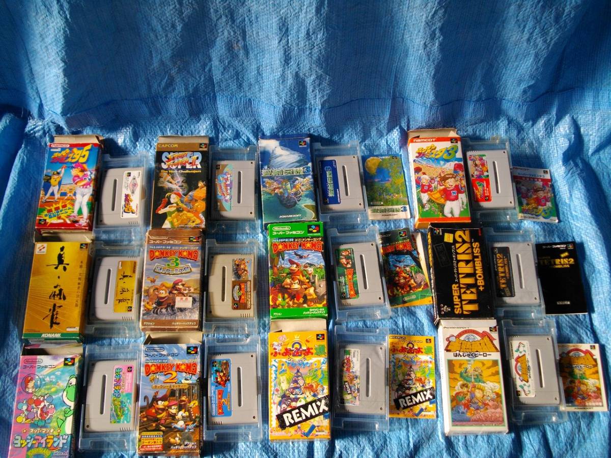 528☆任天堂 SFC スーパーファミコン 箱入りソフト まとめて 67本 全て動作ＯＫ マリオ/ゴエモン/ドラクエ 他
