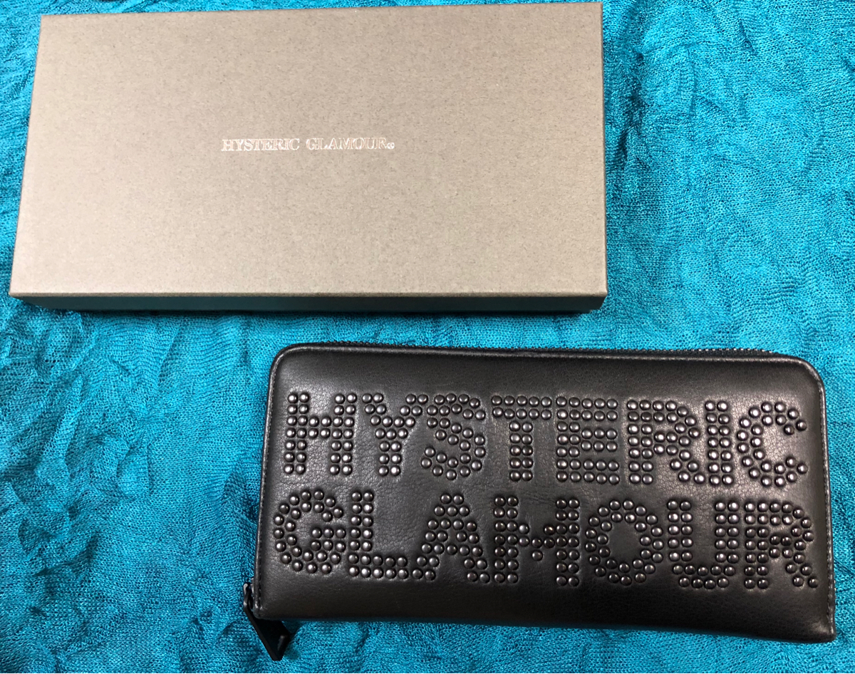 HYSTERIC GLAMOUR ロゴスタッズロングウォレット ブラック ヒステリックグラマー 長財布